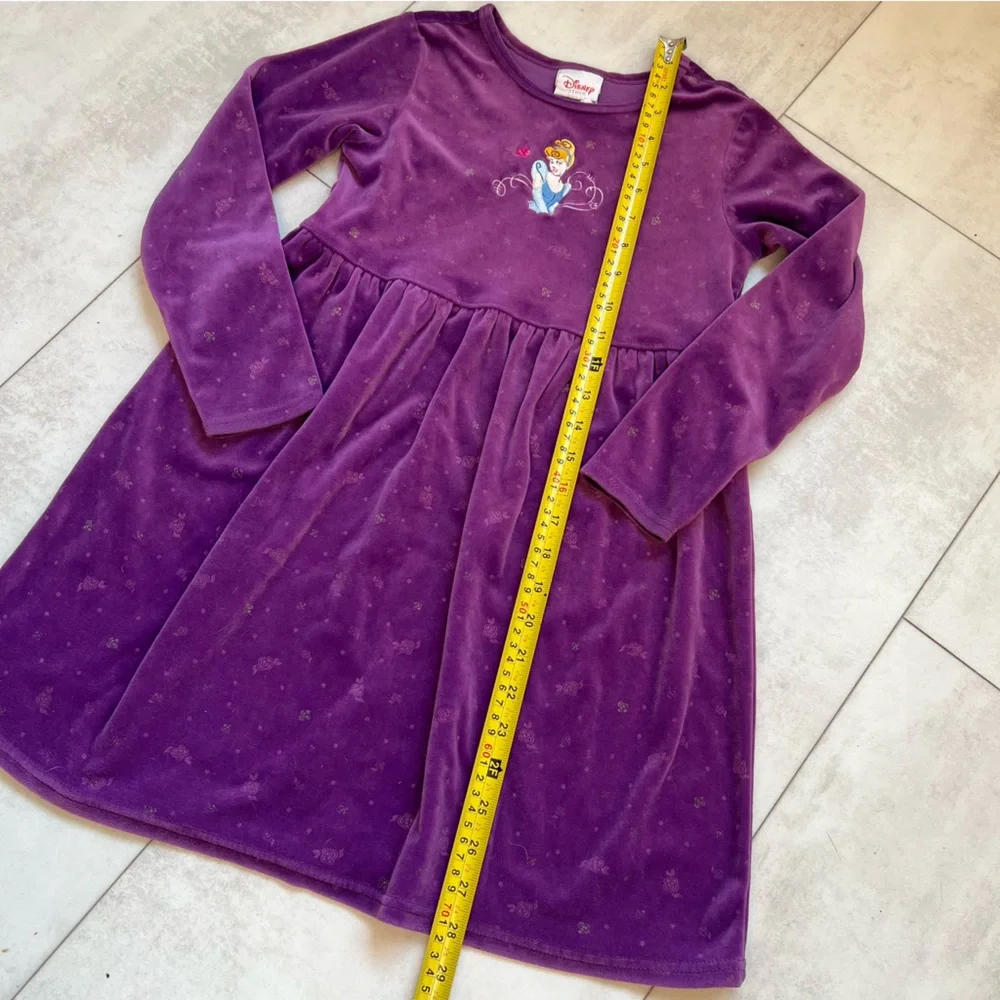 Disney vintage y2k purple Princess Velvet Dress long sleeve size‎ 7/8
